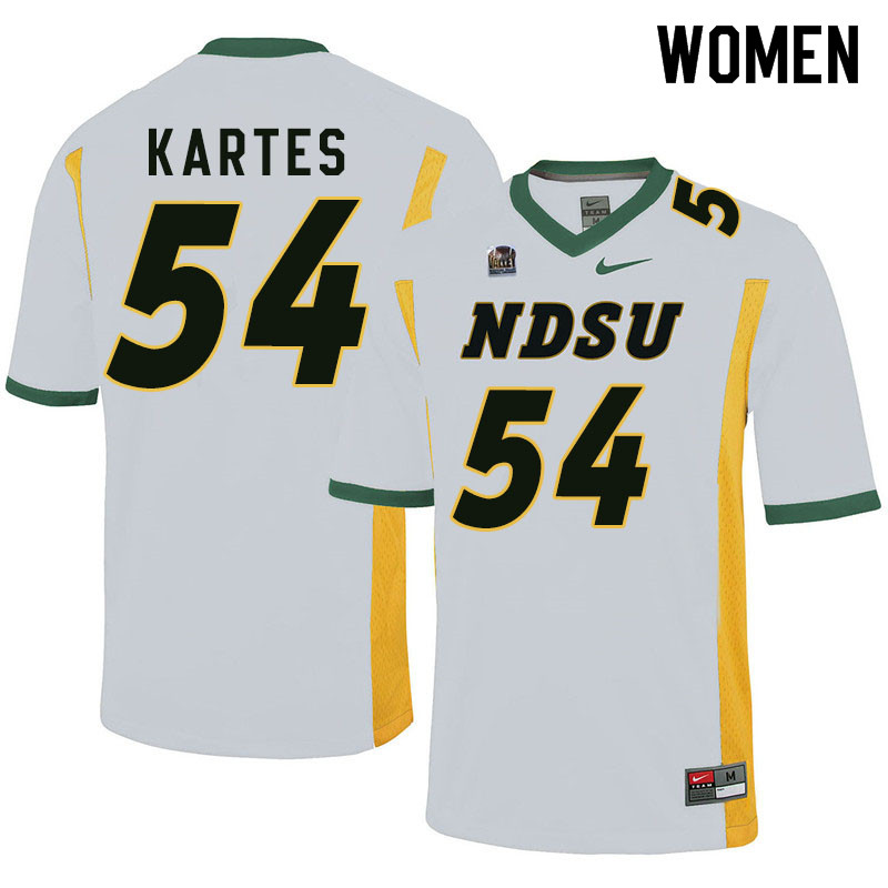 Women #54 Mitchell Kartes North Dakota State Bison College Football Jerseys Sale-White - Click Image to Close